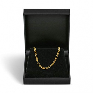 Goldkette Herren Echtgold 3.4 mm, Figarokette diamantiert 750 aus Gelbgold, Kette Gold mit Stempel, Halskette mit Karabinerverschluss mit Endkappen, Länge 65 cm, Gewicht ca. 21.6 g, Made in Germany - 3