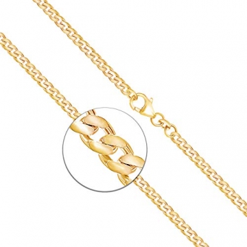 Goldkette Herren Echtgold 3.4 mm, Panzerkette flach 333 aus Gelbgold, Kette Gold mit Stempel, Halskette mit Karabinerverschluss, Länge 50 cm, Gewicht ca. 12.2 g, Made in Germany - 2