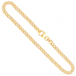 Goldkette Herren Echtgold 3.4 mm, Panzerkette flach 333 aus Gelbgold, Kette Gold mit Stempel, Halskette mit Karabinerverschluss, Länge 50 cm, Gewicht ca. 12.2 g, Made in Germany - 1