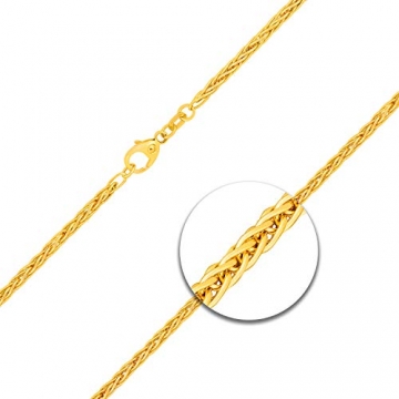 Goldkette, Zopfkette hohl Gelbgold 585/14 K, Länge 50 cm, Breite 2.1 mm, Gewicht ca. 6.3 g, NEU - 2