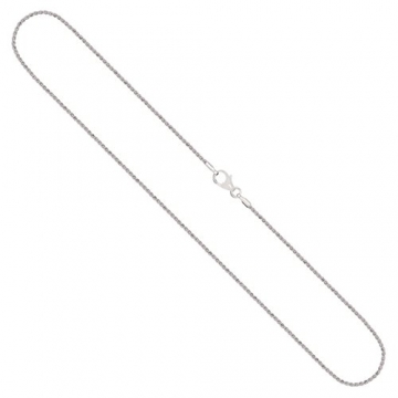 Goldkette, Zopfkette Weißgold 585/14 K, Länge 45 cm, Breite 1.3 mm, Gewicht ca. 3.4 g, NEU - 1