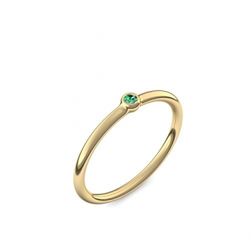 Goldring Smaragd 750 + inkl. Luxusetui + Smaragd Ring Gold Smaragdring Gold (Gelbgold 750) - Slick one Amoonic Schmuck Größe 56 (17.8) KA11 GG750SMFA56 - 1