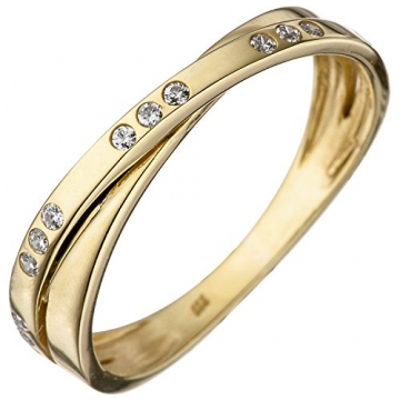 JOBO Damen-Ring aus 333 Gold mit 15 Zirkonia Größe 56 - 1