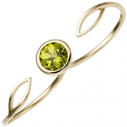 JOBO Damen Zweifinger Ring 585 Gold Gelbgold 1 Peridot grün Goldring Zweifingerring Größe 56 - 1