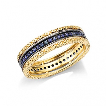 KnSam 18 K Gold Goldring Damen 750 Trauring Echtgold Böhmischer Hohlring Blau Saphir 0.18Ct Für Damen Mädchen Hochzeit Ehe Verlobungsring Valentinstag Jubiläum Geschenk - 1