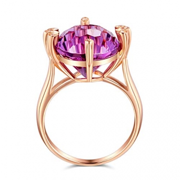 KnSam 18 K Gold Goldring Echtgold Gold Ring 750 Damen Blume Lila Amethyst Diamant 7Ct Für Damen Mädchen Hochzeit Ehe Verlobungsring Valentinstag Jubiläum Geschenk - 2