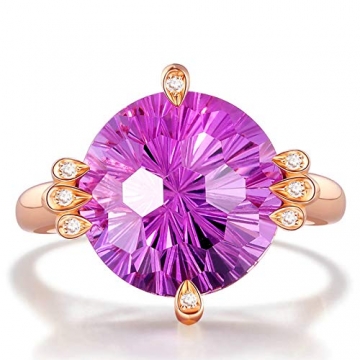 KnSam 18 K Gold Goldring Echtgold Gold Ring 750 Damen Blume Lila Amethyst Diamant 7Ct Für Damen Mädchen Hochzeit Ehe Verlobungsring Valentinstag Jubiläum Geschenk - 4