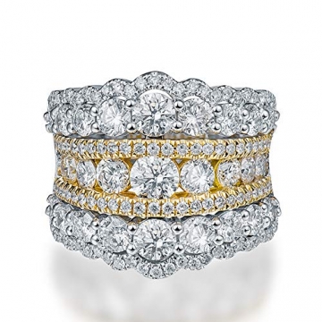 KnSam Damen Ring, Luxus Diamanten Verlobungsring 750 Weißgold 18 Karat (750) Weißgold Goldringe Damen Ehering Echt Gold Hochzeitringe Weiß Gelb & Gelb Gold 52 (16.6) - 2