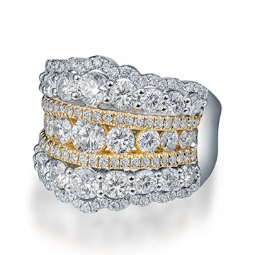KnSam Damen Ring, Luxus Diamanten Verlobungsring 750 Weißgold 18 Karat (750) Weißgold Goldringe Damen Ehering Echt Gold Hochzeitringe Weiß Gelb & Gelb Gold 52 (16.6) - 3