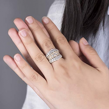 KnSam Damen Ring, Luxus Diamanten Verlobungsring 750 Weißgold 18 Karat (750) Weißgold Goldringe Damen Ehering Echt Gold Hochzeitringe Weiß Gelb & Gelb Gold 52 (16.6) - 5