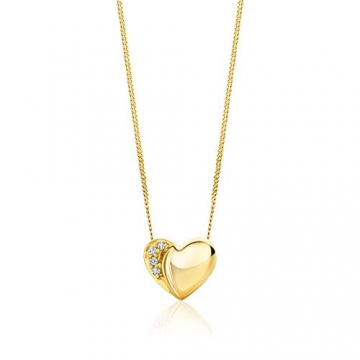 Orovi Halskette Damen Kette mit Herz Gelbgold 18 Karat / 750 Gold Diamant Brilliant 0,02 ct - 1