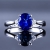 SonMo 18K Weißgold Ring Damen Poliert Verlobungsring Trauringe Paarringe Eheringe für Frauen Solitärring Goldring Stein Silber mit Saphir Oval Weiß Diamant Ring Gold 750 18 Karat - 2
