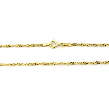14 Karat / 585 Gold Singapur Kette Licht Zweiseitig Diamantiert Unisex, Länge Wählbar (49) - 2