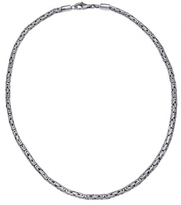 925 Silber Königskette Herren Halskette 4mm, handgearbeitete Silberkette Herren 925 Silber oxidiert ohne Anhänger, Herren Kette mit Schmuckbox, Länge 50cm / 60cm - 101093-060 - 2