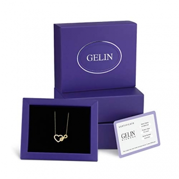 Damen Halskette aus Gold 14 Karat - 585 Echt Gelbgold mit Unendlichkeit und einem Herz verbunden als Anhänger, Zirkonia Steinen, Endlos Liebe - Geschenk für Valentinstag Geburstag - Kette 45 cm - 7