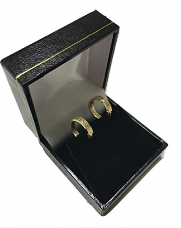 Kleine Griechische Schlüssel Ohrringe Creolen Gelbgold Aus 14 Karat / 585 Gold (3 x 14 Ø mm) - PR141 - 2