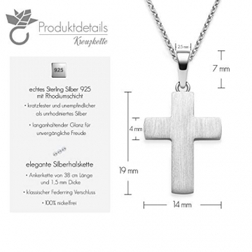 Kreuz Kette Silber 925 Kreuzkette + Luxusetui + Silberanhänger echt Silber Kreuzkette ohne Stein Kreuzanhänger Anhänger Kommunion Konfirmation Taufkette FF525 SS92545 - 5