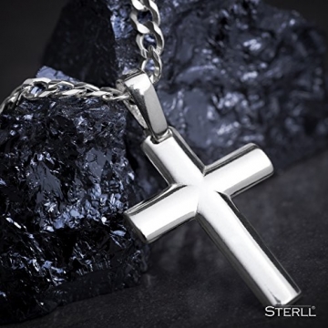 STERLL Herren Silberkette Silber 925 Kreuz-Anhänger aus Sterlingsilber 50cm Männergeschenke - 4