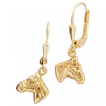 Boutons 333/-G Pferdekopf Ohrringe Pferd gold Pferdeohrringe Pferdeschmuck gold - 1