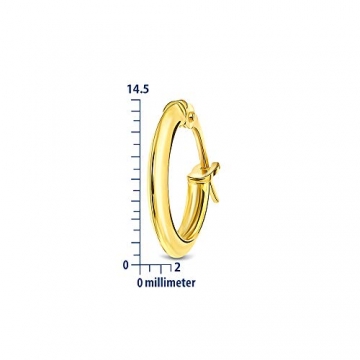 Miore Ohrringe Damen klassische Creolen aus Gelbgold 18 Karat/ 750 Gold, runde Ohrschmuck 14.5 x 14.5 mm - 3