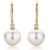 Miore Schmuck Damen 0.06 Ct Diamant Ohrringe mit weiße Süßwasserperlen und Brillanten Ohrhänger aus Gelbgold 18 karat / 750 Gold - 2