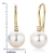 Miore Schmuck Damen 0.06 Ct Diamant Ohrringe mit weiße Süßwasserperlen und Brillanten Ohrhänger aus Gelbgold 18 karat / 750 Gold - 3