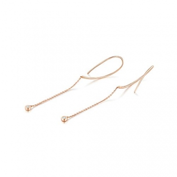 "Mit dir an meiner Seite" - KnSam 18K Gold Durchzieher für Damen mit Diamant 0,06 Karat, Ohrringe Set Geschenk für Mutter Freundin, Rosegold [ Fine Echtschmuck ] - 1