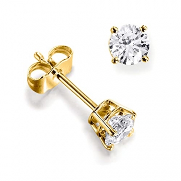 Abelini Damen - Gold 18 Karat (750) 18 Karat (750) Gelbgold Rundschliff Leicht Getöntes Weiß/Top Crystal (I) Diamant - 1