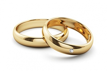 Ardeo Aurum Trauringe Damenring und Herrenring aus 375 Gold Gelbgold mit 0,02 ct Diamant Brillant Eheringe Paarpreis - 1