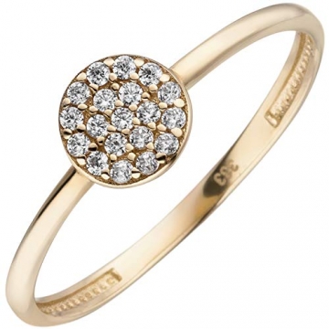 JOBO Damen Ring 333 Gold Gelbgold 19 Zirkonia Goldring Größe 60 - 1