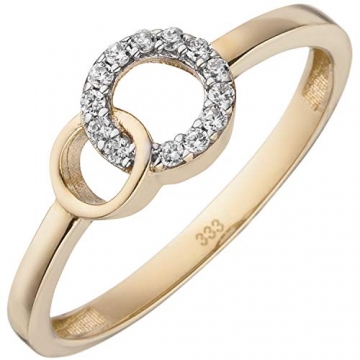 JOBO Damen-Ring aus 333 Gold Bicolor mit 13 Zirkonia Größe 54 - 1