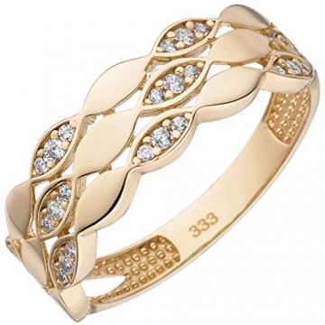 JOBO Damen-Ring aus 333 Gold mit 26 Zirkonia Größe 50 - 1