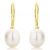 Miore Schmuck Damen Durchzieher Ohrringe mit Weiße Süßwasserperlen 8 mm Ohrringe aus Gelbgold 18 Karat / 750 Gold - 2