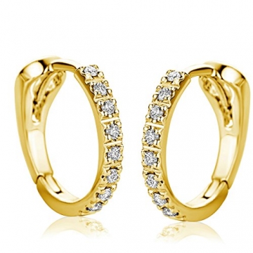 Orovi Damen Diamant Gold Creolen Ohrringe Gelbgold 18 Karat (750) Ohr-Schmuck Brillianten 0.10ct - 2