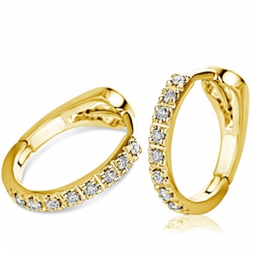 Orovi Damen Diamant Gold Creolen Ohrringe Gelbgold 18 Karat (750) Ohr-Schmuck Brillianten 0.10ct - 3