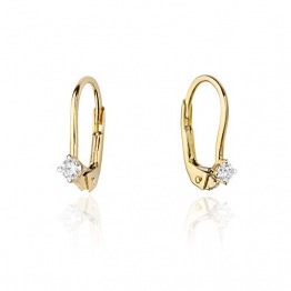 Damen Ohrringe 585 14k Gold Gelbgold Ohrhänger mit praktischem Brisurverschluss Diamant Brillanten - 1