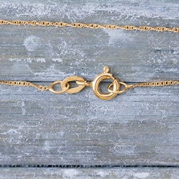 Echtgold Kette Damen 1 mm, Singapurkette 750 Gold, Goldkette mit Stempel und Federringverschluss, Länge 38 cm, Gewicht ca. 1 g, Made in Germany - 4