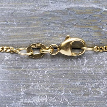 EDELWEISS Goldkette Herren Echtgold 1,4 mm, Panzerkette flach 750 aus Gelbgold, Kette Gold mit Stempel, Halskette mit Karabinerverschluss, Länge 38 cm, Gewicht ca. 3,2 g, Made in Germany - 4