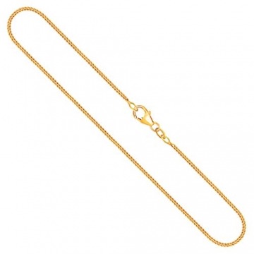 EDELWEISS Goldkette Herren Echtgold 1,4 mm, Panzerkette flach 750 aus Gelbgold, Kette Gold mit Stempel, Halskette mit Karabinerverschluss, Länge 38 cm, Gewicht ca. 3,2 g, Made in Germany - 1