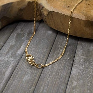 EDELWEISS Goldkette Herren Echtgold 1,4 mm, Panzerkette flach 750 aus Gelbgold, Kette Gold mit Stempel, Halskette mit Karabinerverschluss, Länge 38 cm, Gewicht ca. 3,2 g, Made in Germany - 5