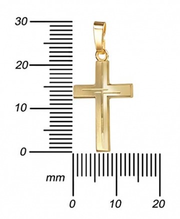 Kreuz Kette Gold mit Diamantschliff Kreuz in Kreuz Gold Kreuz für Damen, Herren und Kinder Ketten-Anhänger 750 Gold 18 Karat mit Schmuck-Etui und Kette 50 cm - 3