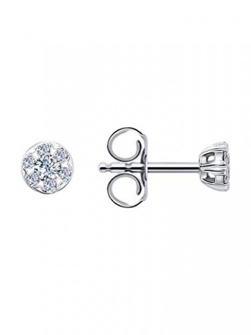Ohrstecker aus 14K (585) Weißgold mit Diamanten 0,056 ct und 0,088 ct - 1