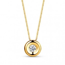 Orovi Damen Diamant Kette Gelbgold, Halskette mit Solitär rundem Anhänger 18 Karat (750) Gold und Diamant Brillanten 0.05 Ct, 42 cm lang - 1