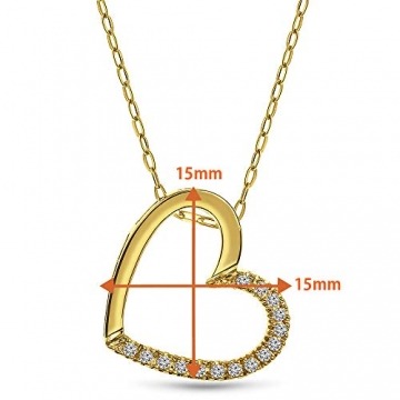 Orovi Damen Kette Gelbgold 0.09 Ct Diamant Halskette mit Anhänger Herz 18 Karat (750) Gold und Diamanten Brillanten, 45 cm lang - 4