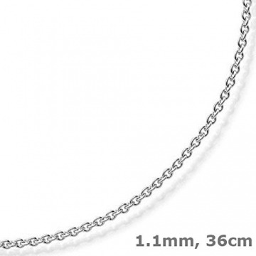 1,1mm Rund-Ankerkette aus 750 Gold Weißgold Kette Collier Halskette, 36cm - 2