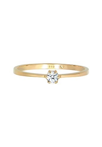 DIAMORE Ring Damen Solitär Verlobung mit Diamant (0.10 ct.) in 585 Gelbgold - 2