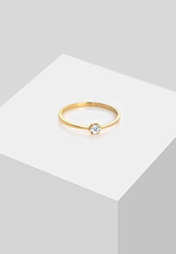 DIAMORE Ring Damen Solitär Verlobung mit Diamant (0.10 ct.) in 585 Gelbgold - 7