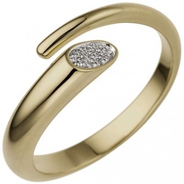 JOBO Damen-Ring aus 585 Gold mit 10 Diamanten Größe 56 - 1