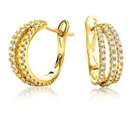 Miore Ohrringe Damen 0.6 Ct Diamant Creolen aus Gelbgold 18 Karat / 750 Gold, Ohrschmuck mit Diamanten Brillianten - 1
