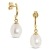 Miore Schmuck Damen hängende Ohrringe mit weiße Süßwasserzuchtperlen 8 mm Ohrhänger aus Gelbgold 14 Karat / 585 Gold - 1